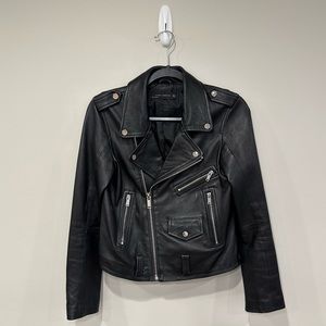 Zara Genuine Leather Jacket Black